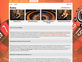 Catálogo de ruleta en vivo disponible en el casino LeoVegas.