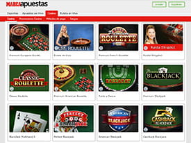 Apartado de juegos de casino de Marca Apuestas.