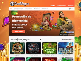Página de inicio del casino LeoVegas.