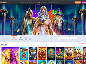 Pantallazo de la página principal de la web del casino TonyBet